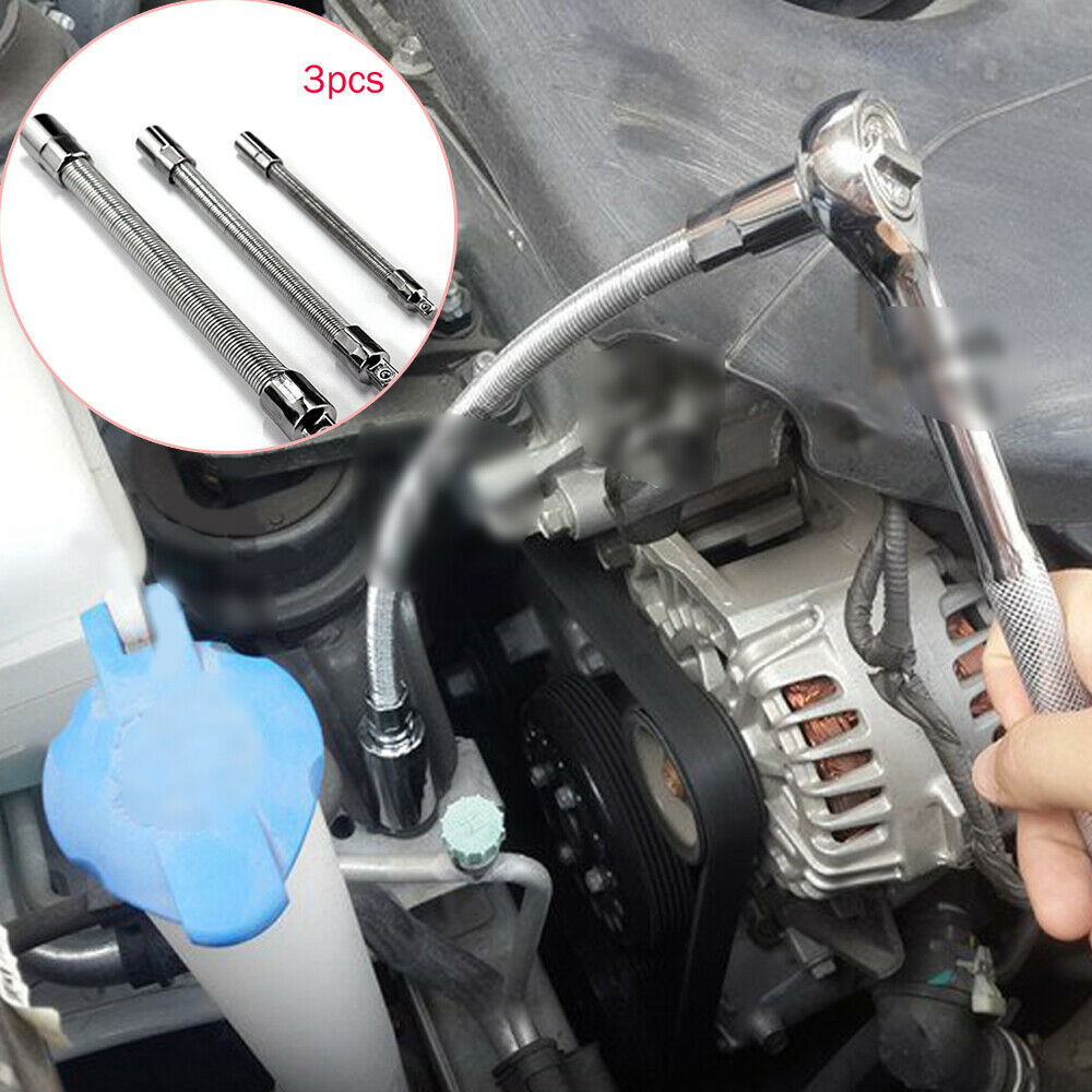 3X 1/4'' 3/8'' 1/2'' Flexible Extension Spring Shaft Connect Rod Socket Wrench
