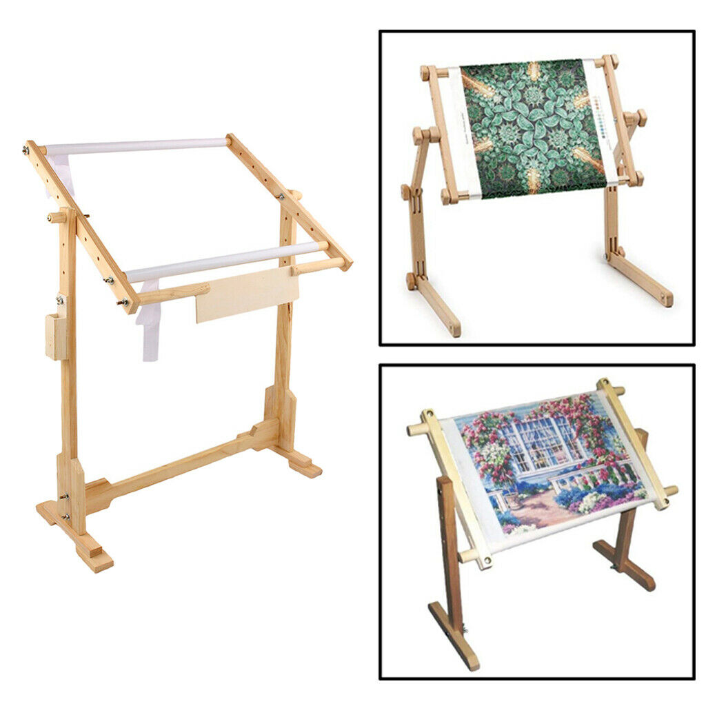 Tabletop Embroidery Hoop Lap Stand Frame Adjustable Solid Wood Cross Stitch Rack