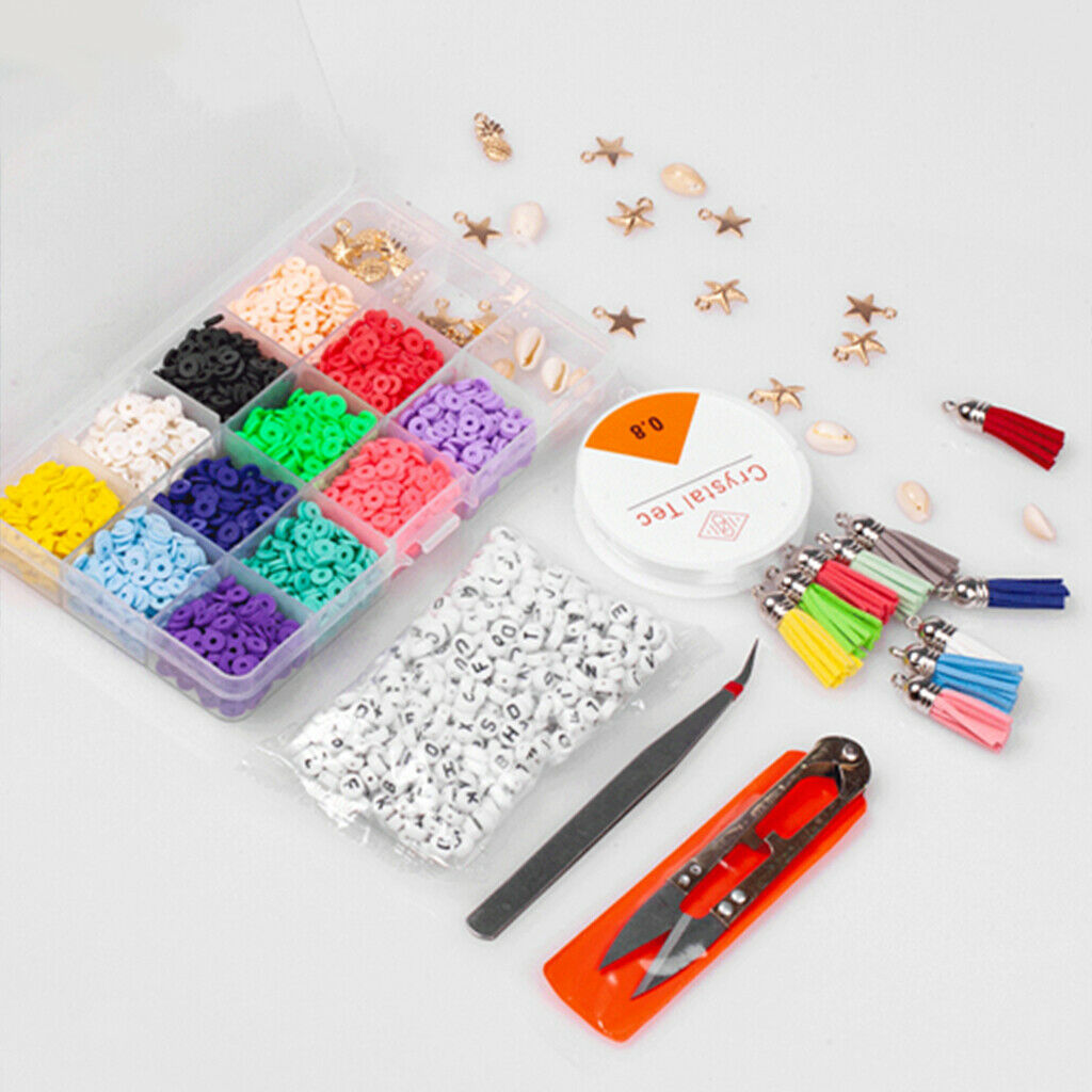 Clay Heishi Beads Round Beads Kit for Bracelets Necklace Handmade 18 Colors