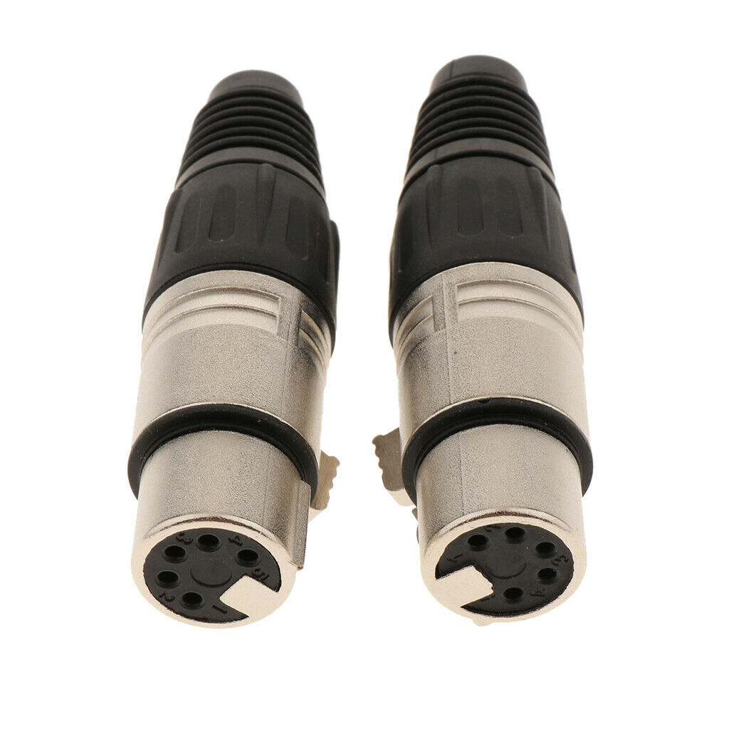 2Pcs 5-Pin Female XLR   Plug Cable Connectors, Fit for Microphones and Audio
