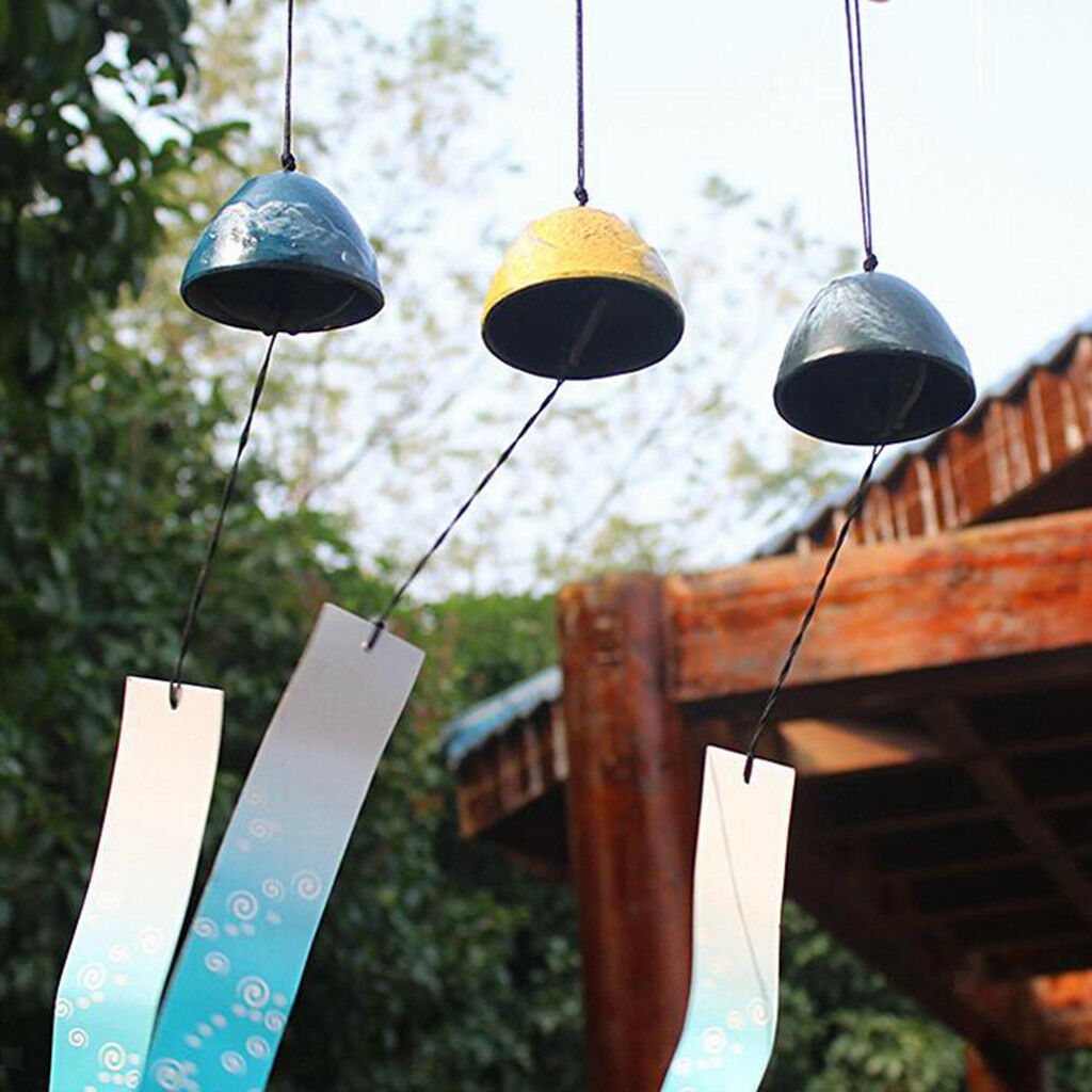 Temple Bell Japanese Wind Chime Round-Shaped Blue Home Garden Decor