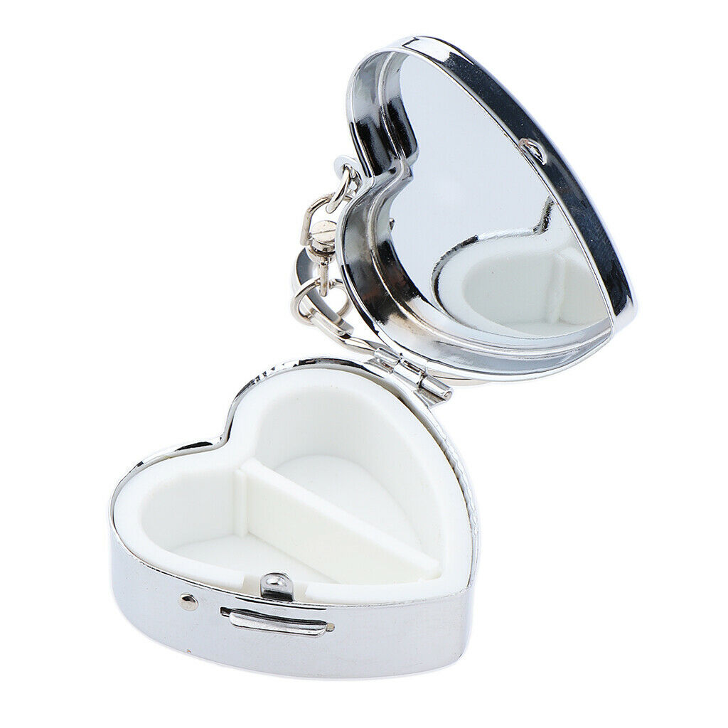 Metal Pill Case  - 2 Grids with Key Ring - Mini Small Travel Size for Purse