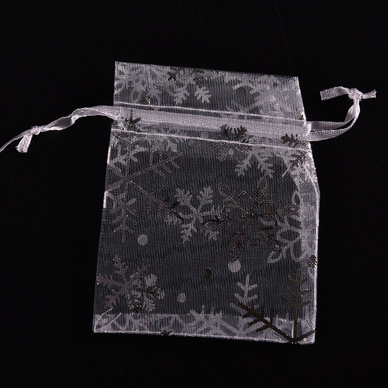 New100X Snowflake White Jewelry Candy Organza Pouch Wedding Favor Bag 7x9 cmOZBD