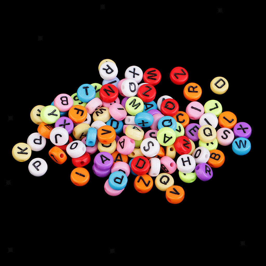 100x Kids Alphabet Letter Beads Bracelet Making Spacer Beads 8mm Multicolor