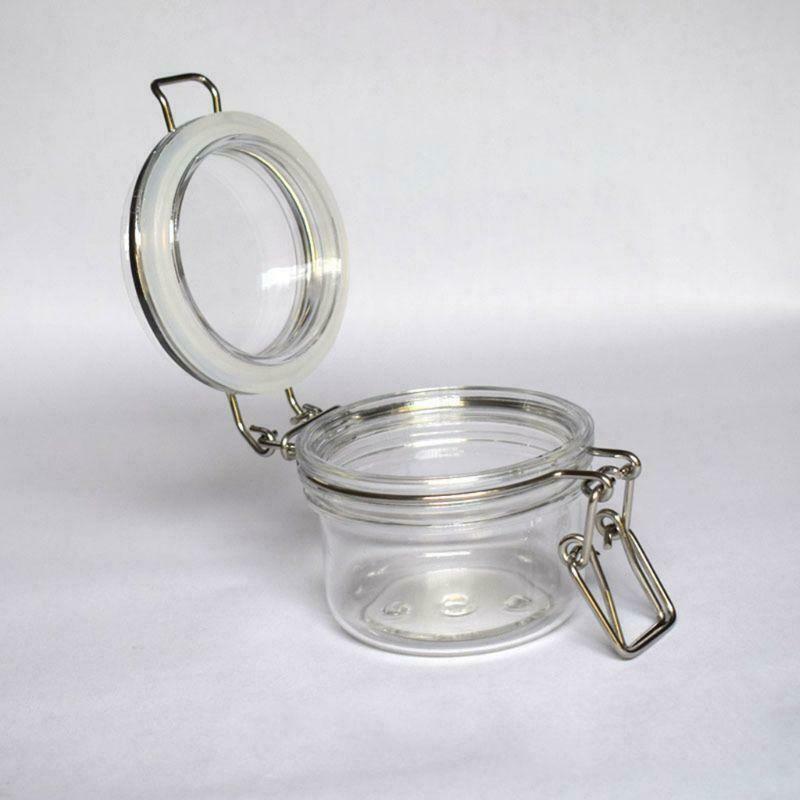 120ML Plastic Round Clip Top Storage Jar With Airtight Seal Lid Kitchen Food