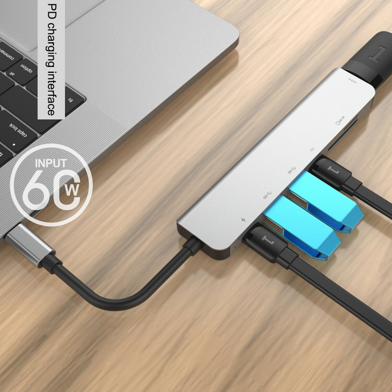 Type C to USB-C Adapter Cable Hub Dock PD Charge Splitter for Macbook Pro