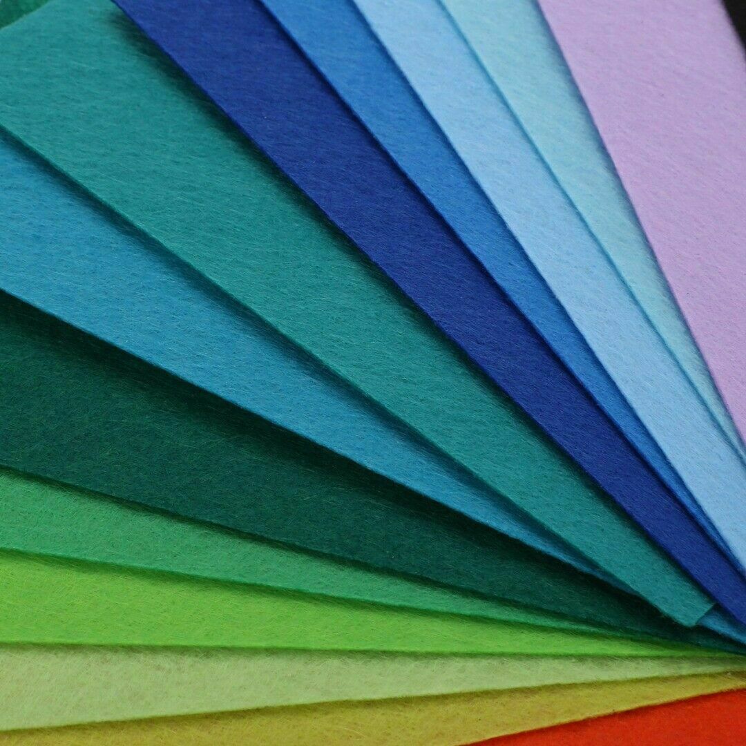 40Pcs Big Rainbow Colorful Felt Sheets DIY Craft Polyester Wool Fabric Patchwork
