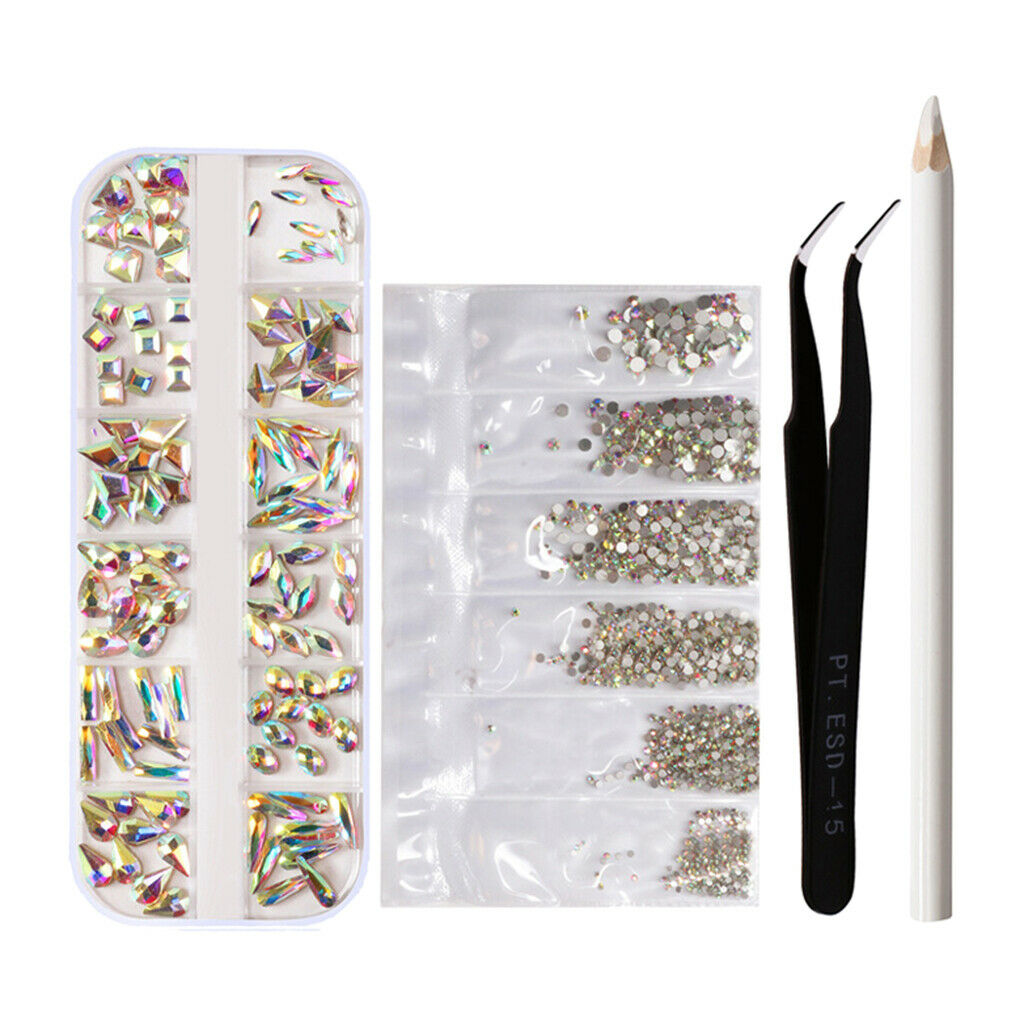 Nail Crystal AB and Nail Crystals Clear Rhinestones Nail Art Rhinestone Flatback