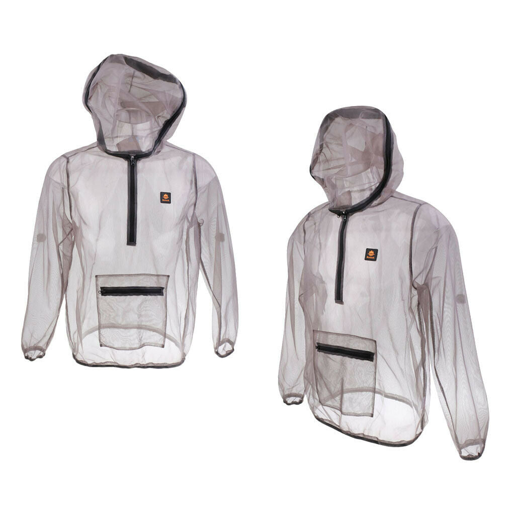 2x Sport Fishing Clothing Anti Mosquito Suit Work Vest for Women Men-Gray L