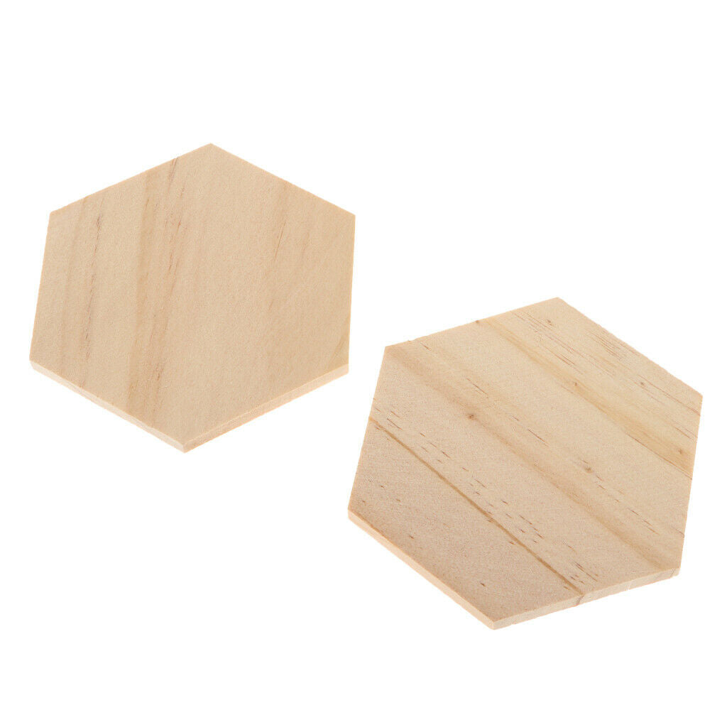 10pcs Unpainted  Cut Wood Hexagon Shape Bunting Garland Tag 90x78mm