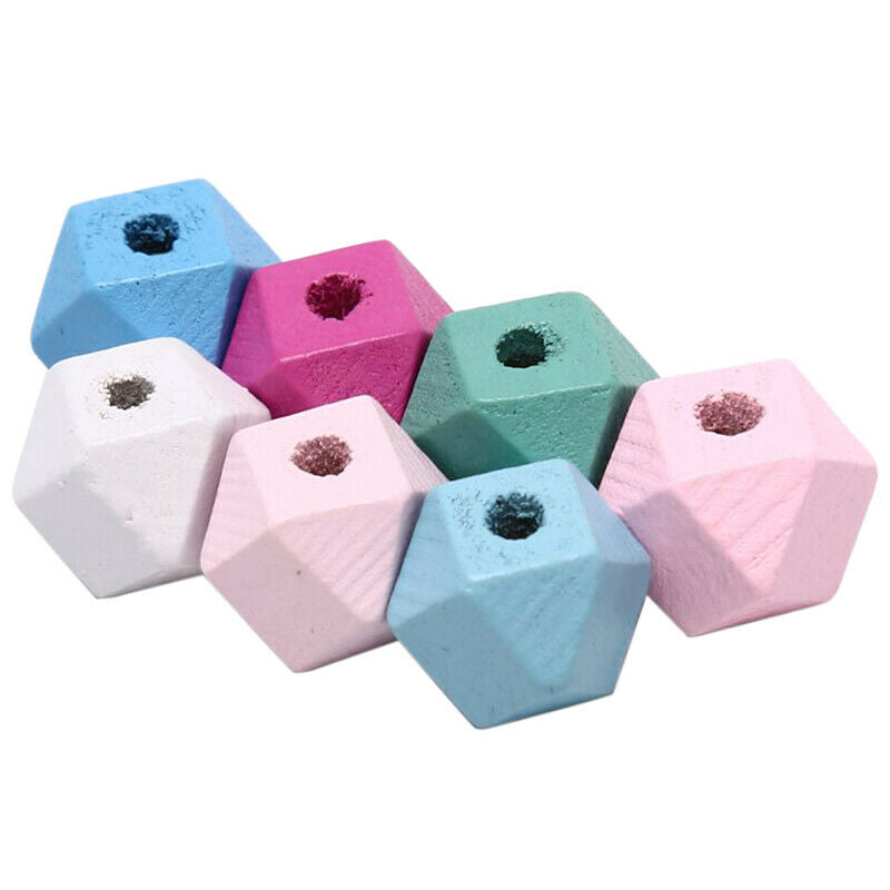 30Pcs/Set Wood Colorful Cone Geometric Loose Spacer Beads DIY Making Jewe.l8