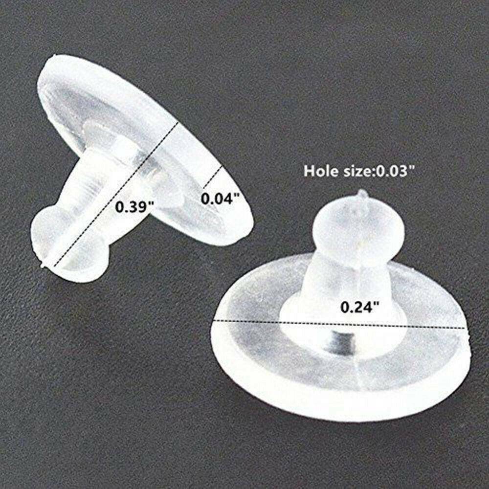 100pcs/set Silicone Earring Backs Stoppers Clear Soft Rubber Ear Stud Blocked