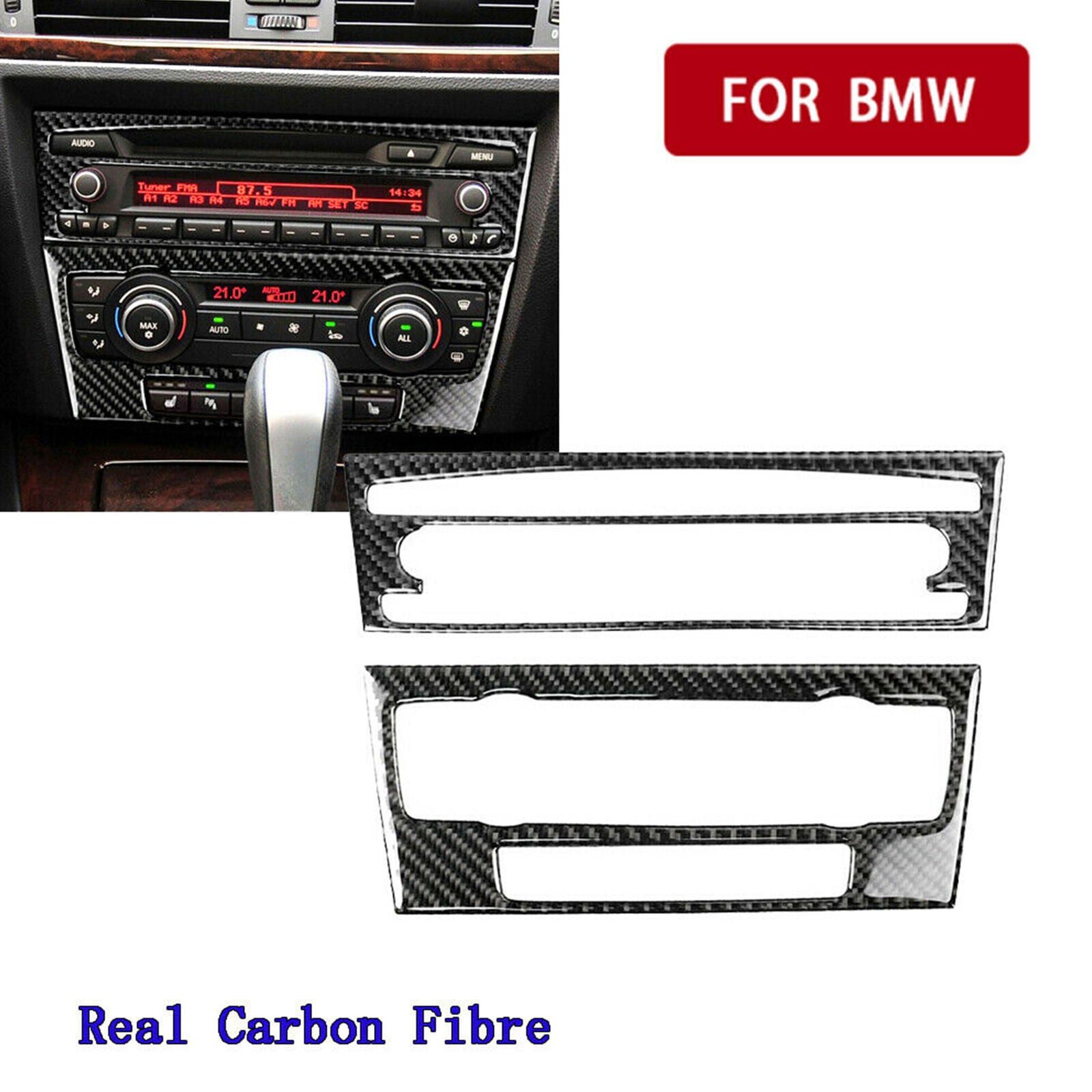 For BMW 3-Series E90/92/93 2005-12 Carbon Fibre AC Control Panel CD Cover Trim