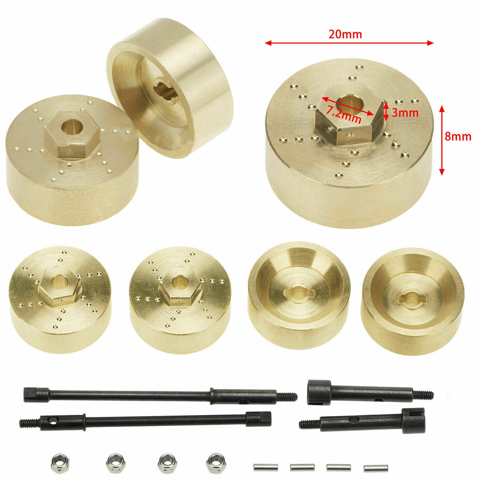 6mm Widen Axle Wheel Hub Brass Counterweights for Axial SCX24 90081 1:24 RC Car