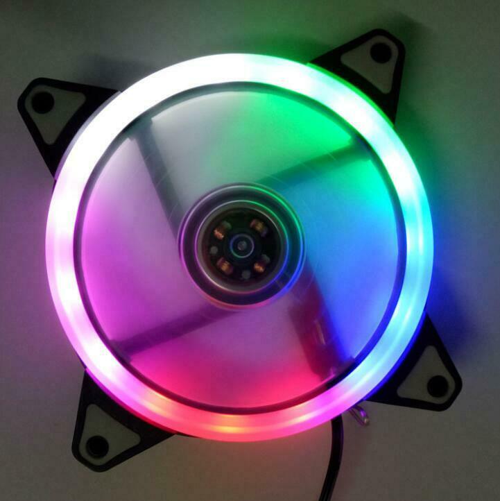 120mm White LED Cooling Fan 12V 4Pin to 3Pin RGB Computer Case PC CPU