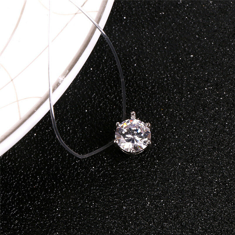 Fashion Women Crystal Necklace Invisible Line Zircon Clavicle Chain Neckla.l8