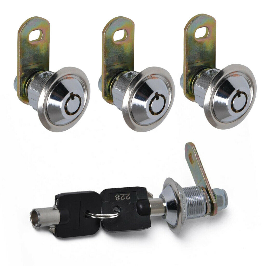 2x Tubular Cam Lock 180Deg & 2Key for Cabinet Toolbox Machine Replace Part