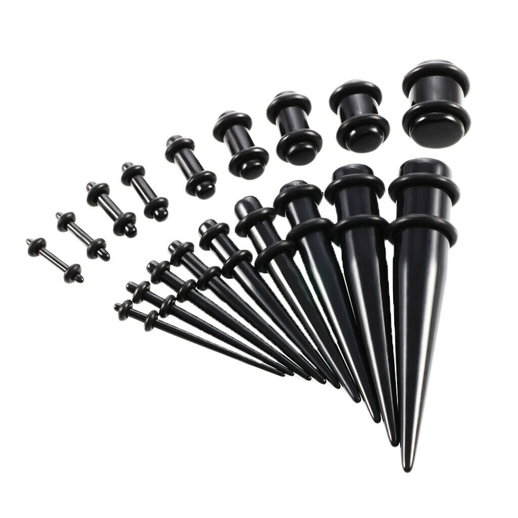 36 Pieces Ear Gauges Stretching Kit Plugs Tunnel Taper 14G-00G Expanders Kit