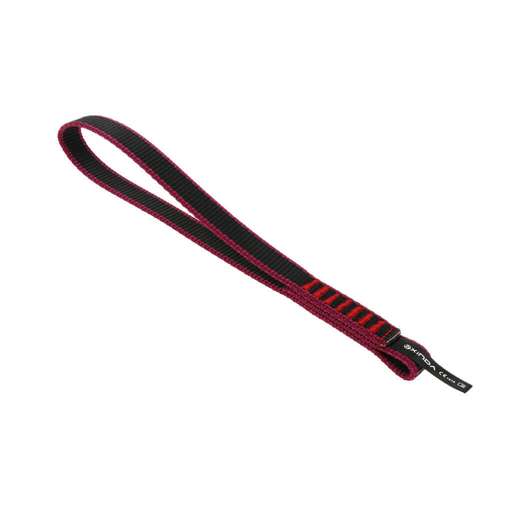 2X 22KN Rock Climbing Quick Draw Sling Mountaineering Webbing Strap 25cm Red
