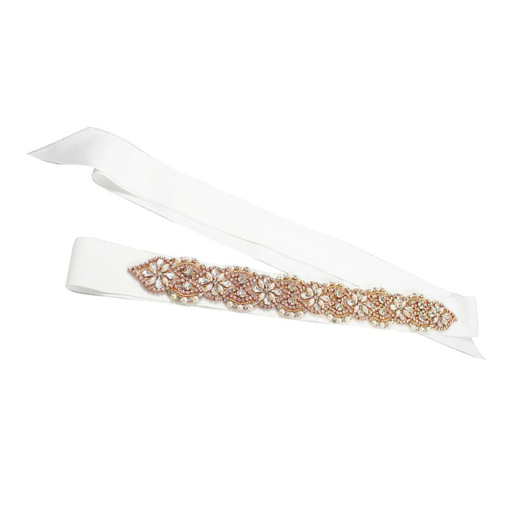 Flowers Rhinestone Crystal Dress Belt Sash Belt Shiny Evening Bridal Belts