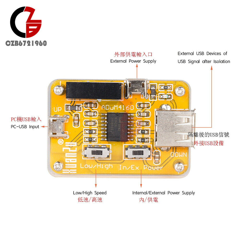 USB Isolator Signal Digital Safety Isolation Line Protector Adum4160 Module+Case