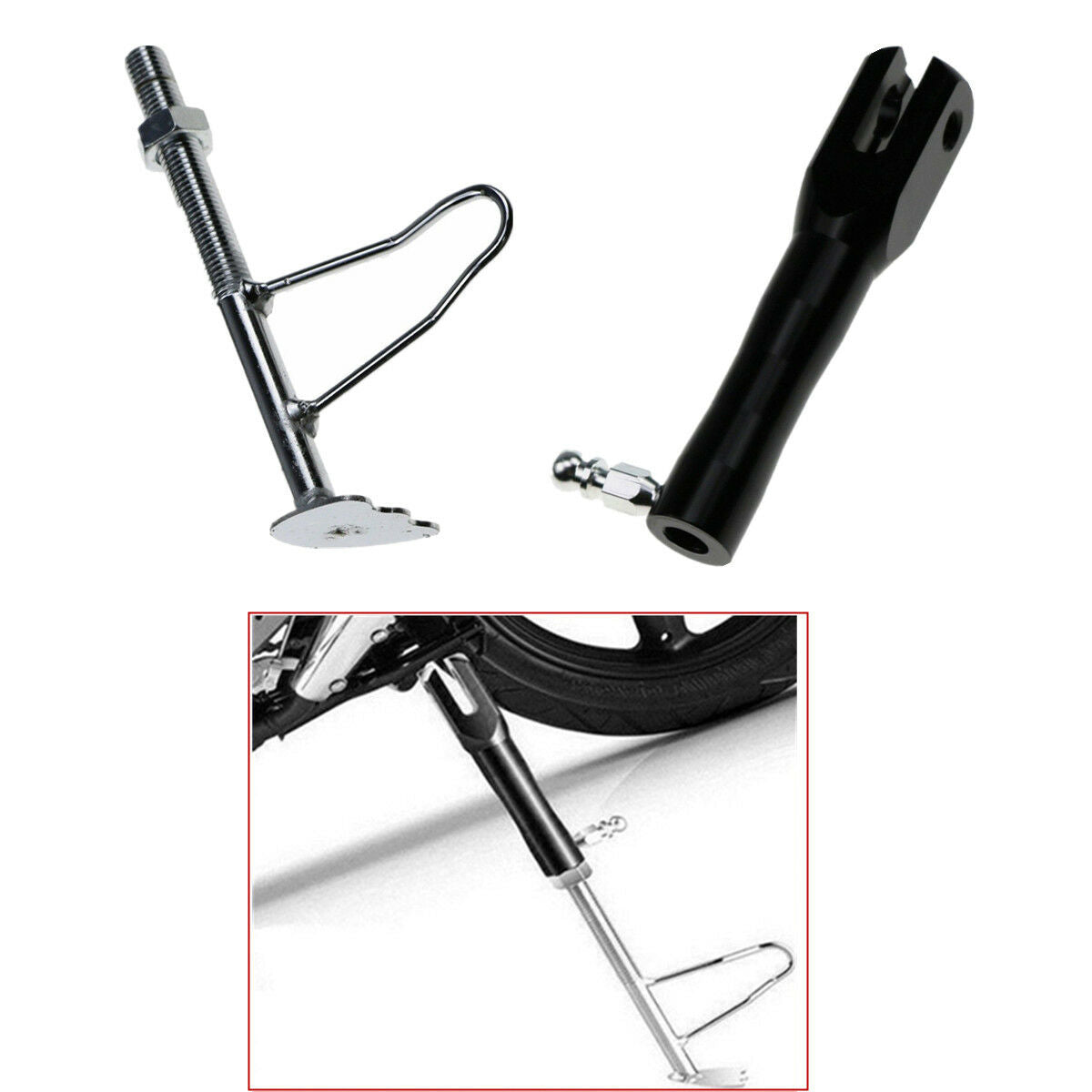 1 Pcs CNC Height adjustment Motorbike Foot Kickstands Non-slip Design, Stable