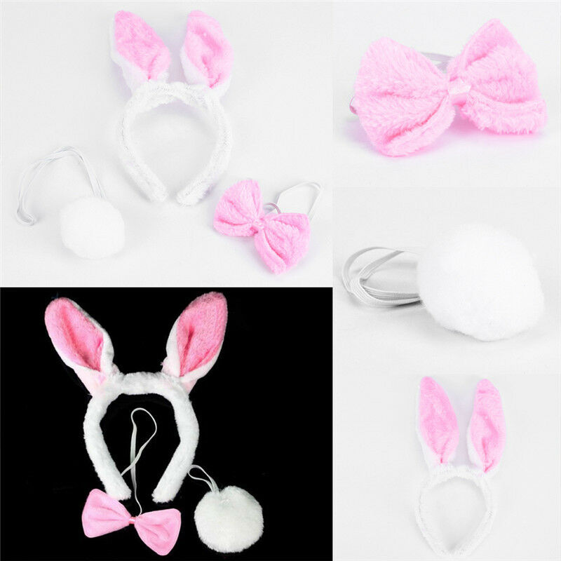Lovely Girls Rabbit Bunny Ears Headband Tail Necktie Birthday Party Cost.l8
