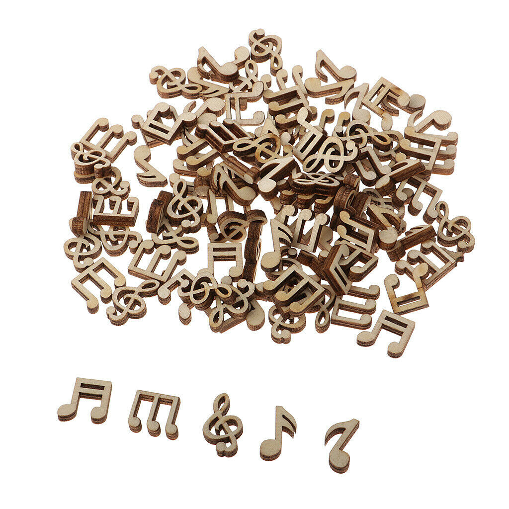 100 Pieces Cutouts Handmade Chips Embellishments Music Note for Decor New