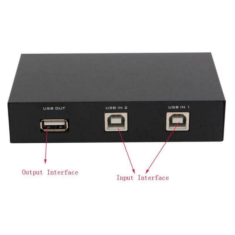 2 Ports USB2.0 Sharing Device Switch Switcher Adapter Box For PC Scanner Printer