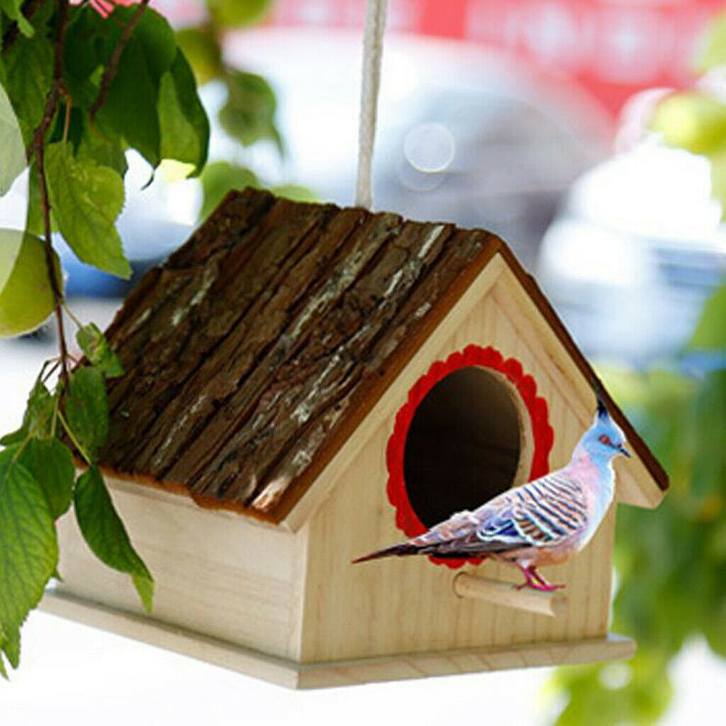Hanging Novelty Wooden Small Bird House Feeding Station Nest Nesting Box