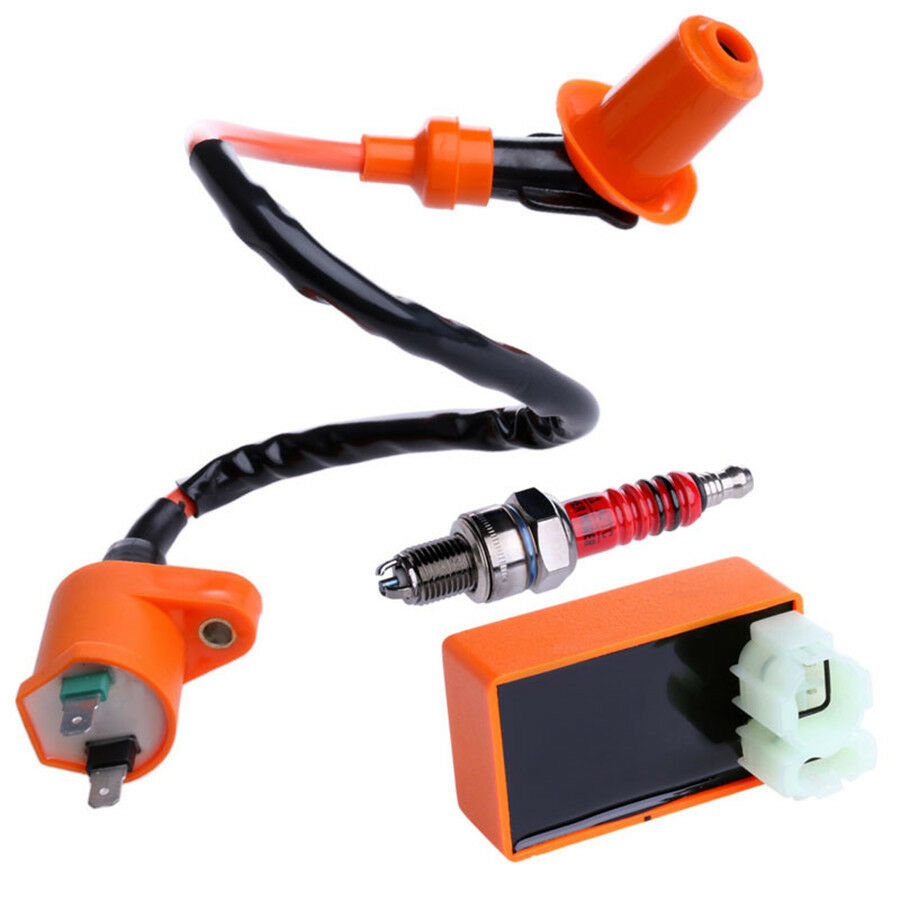 Racing AC CDI Box 6 Pin+Ignition Coil +Spark Plug for GY6 50-150cc Moped Scooter