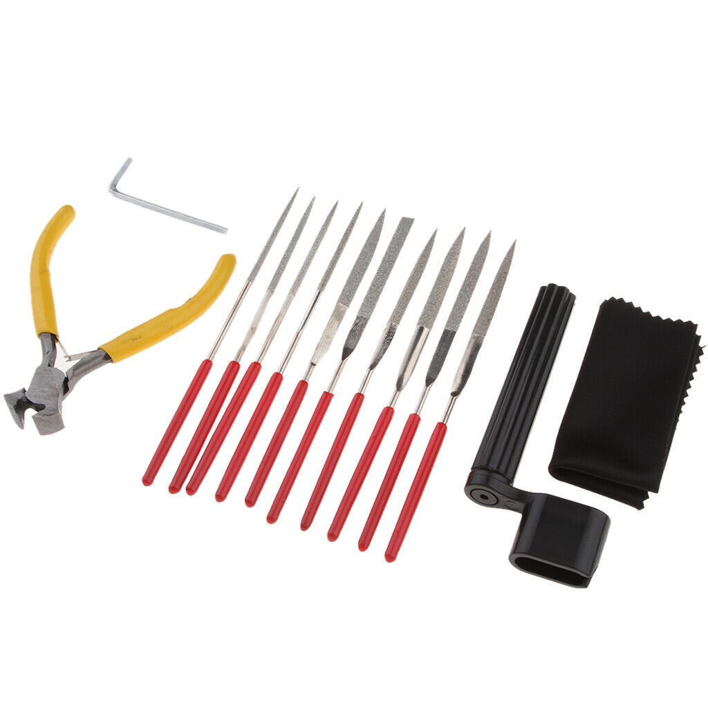Guitar Nut Saddle Slot Fret File Grinding with String Cutting Pliers Set