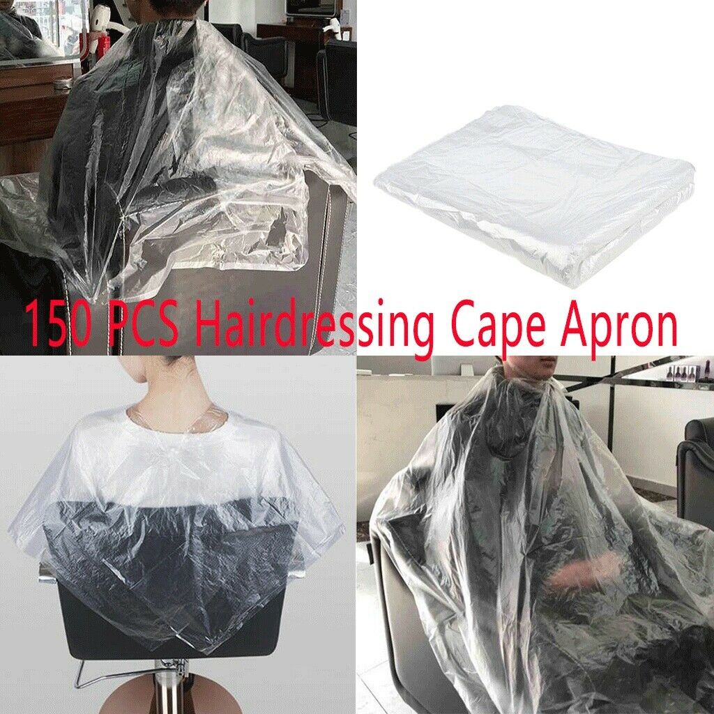 150pcs Hair Cutting Cape Salon Barber Shop Apron Bib Cloth Cover Transparent