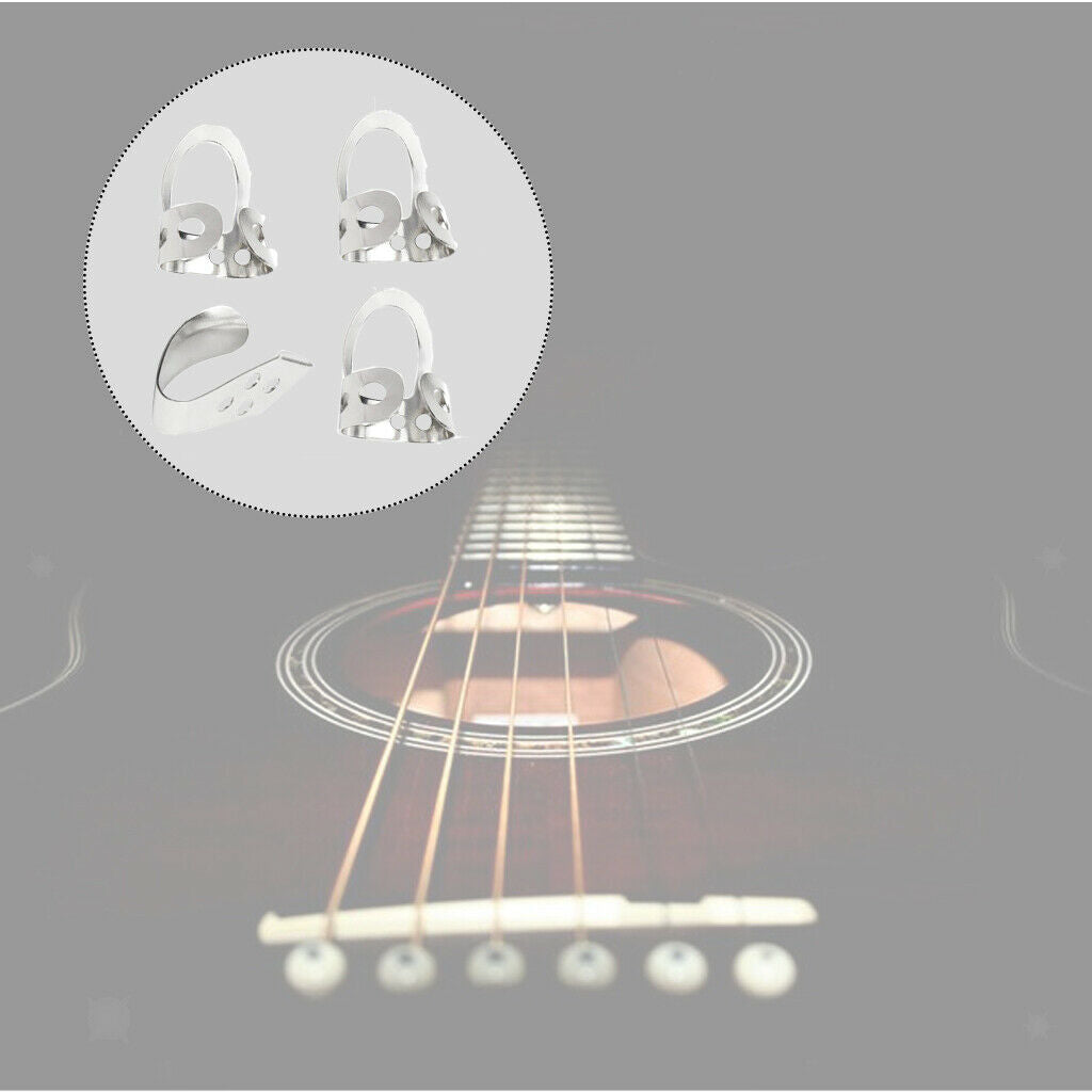 4pcs Classical Finger Picks wThumb Fingerstyle Guitar - Adjustable Size