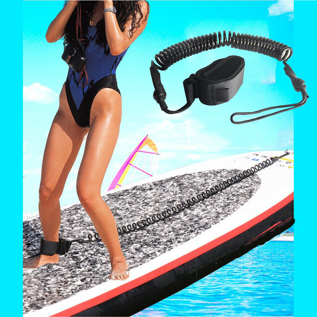 Premium Surfboard Coiled Leash SUPs Leg Rope 10ft Surfboarding Surfing Secure