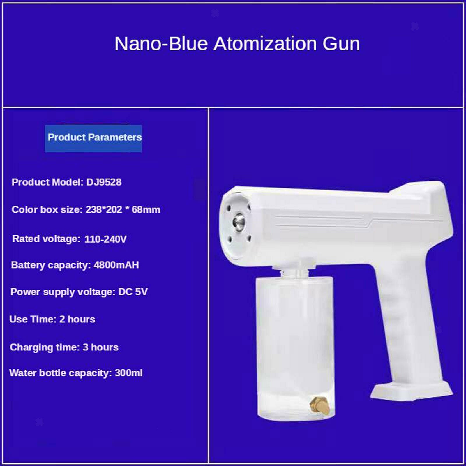 USB Cordless Sanitizer Sprayer 300ml Electric Disinfectant Fogger White