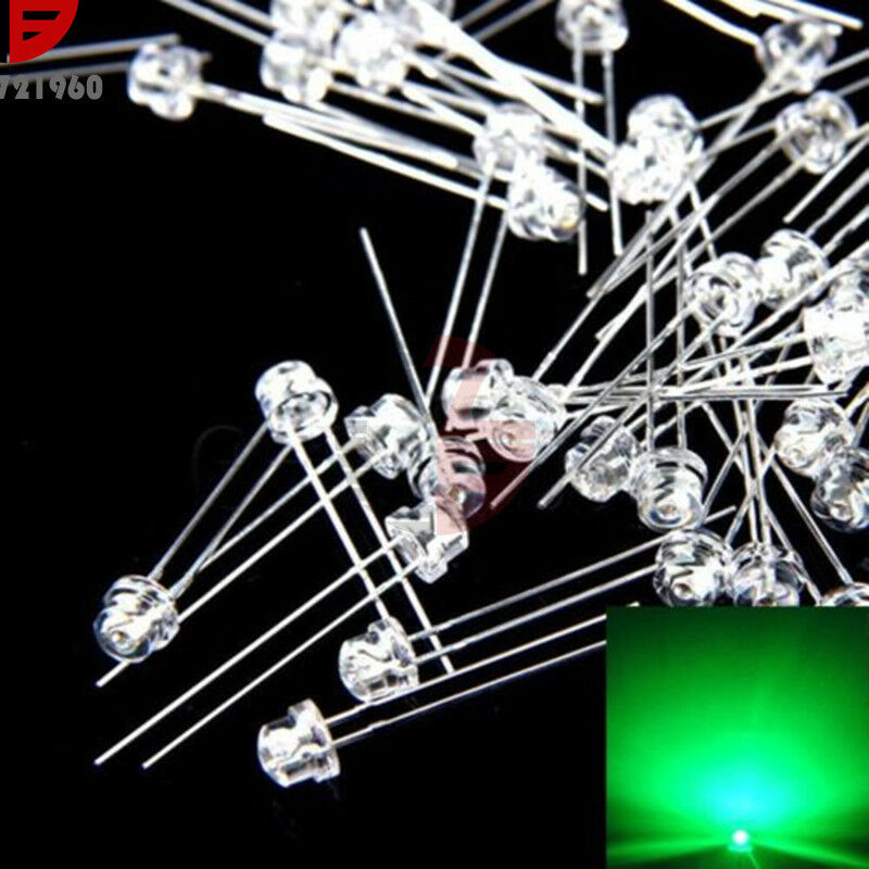 50PCS 5mm Straw hat Green LED Wide Angle Light Lamp