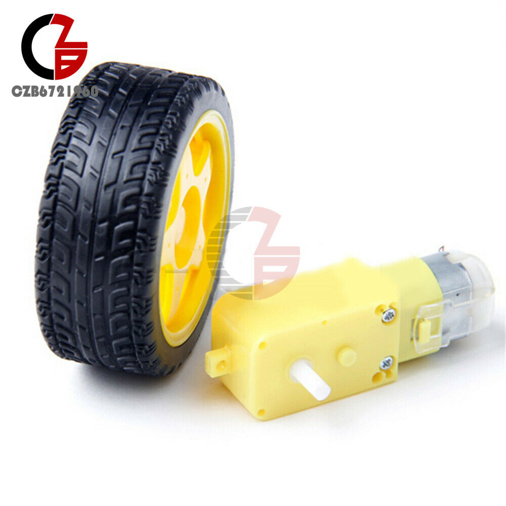 Arduino Smart Car Robot 65x26mm Plastic Tire Wheel w/ DC 3-6V Gear Motor