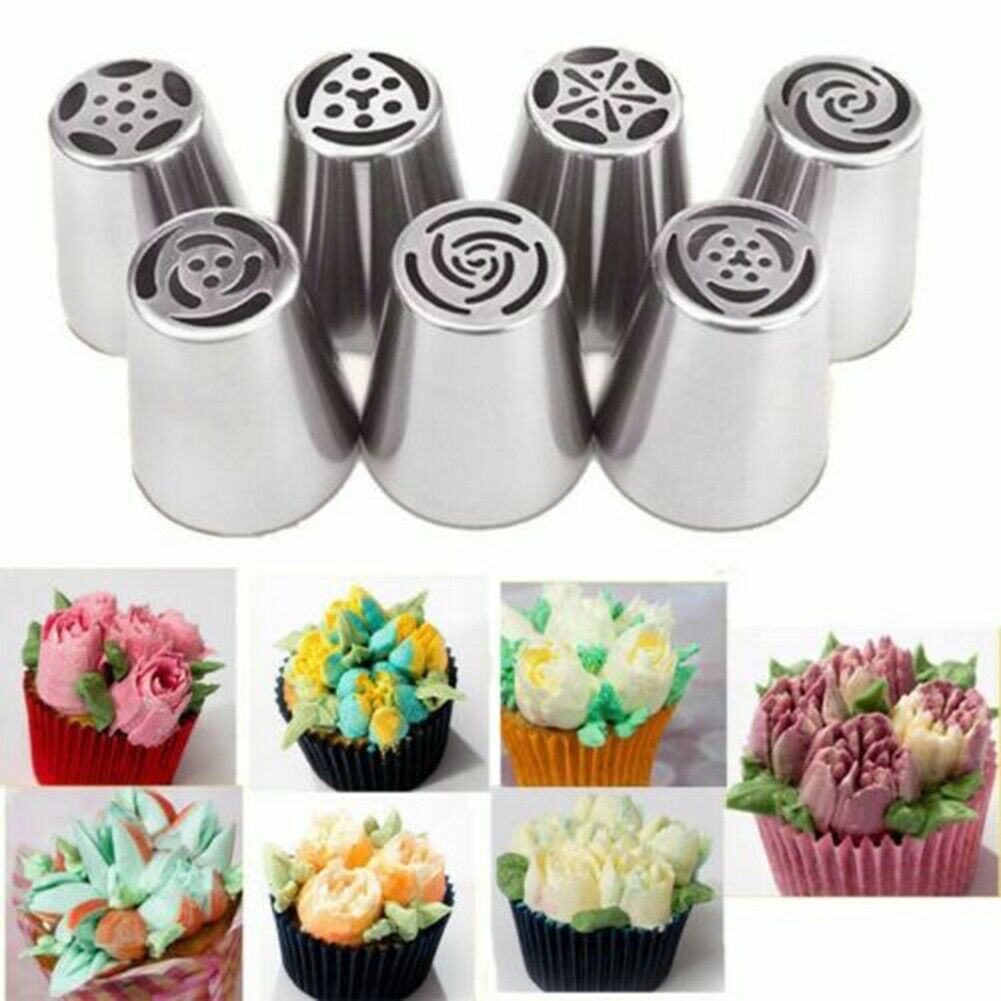 7Pcs Flower Russian Icing Piping Nozzles Pastry Tips Cake Decorating Baking Tool