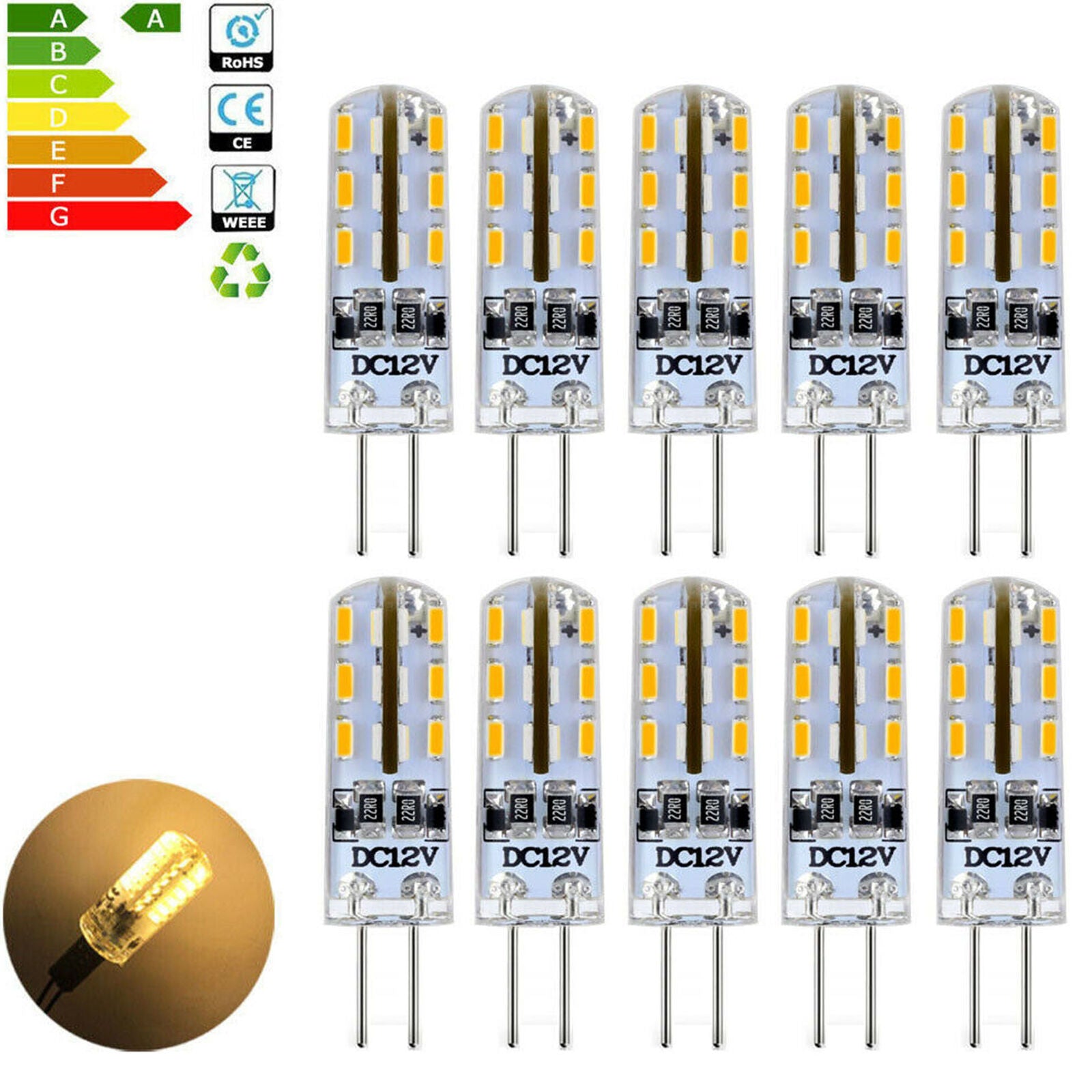 1X 10X Mini G4 Silicone Crystal LED Bulb 3W 3014 SMD Light Lamp 12V