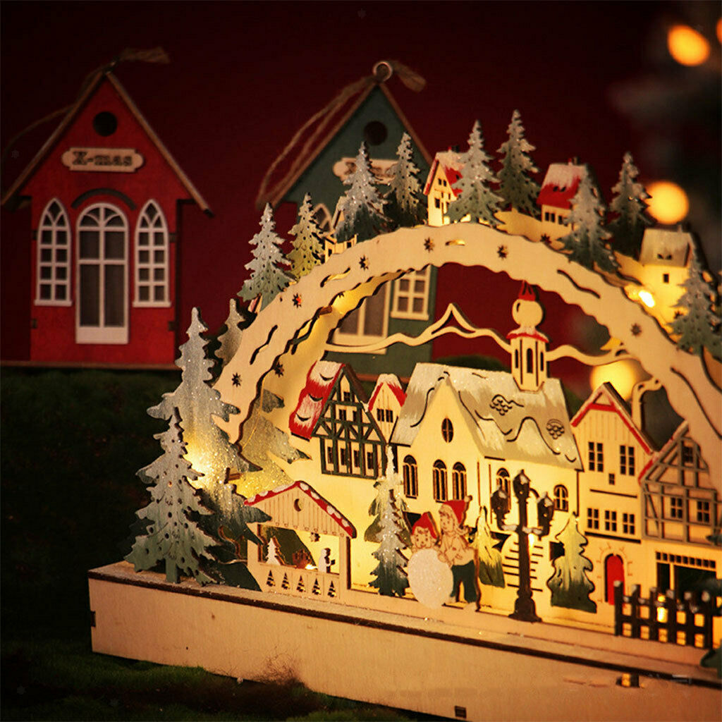 Mini Christmas LED Bridge Light and Music Village Farmhouse Xmas Table Decor