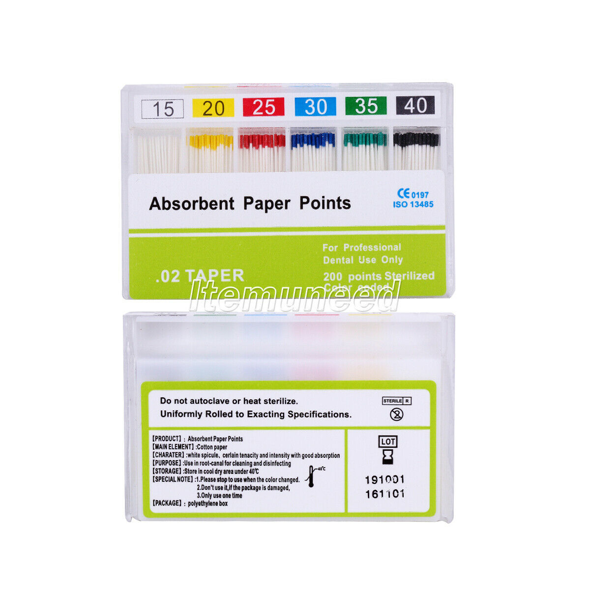 100 Packs Dental Absorbent Paper Points 15-40# Taper 0.02 Root Endodontic