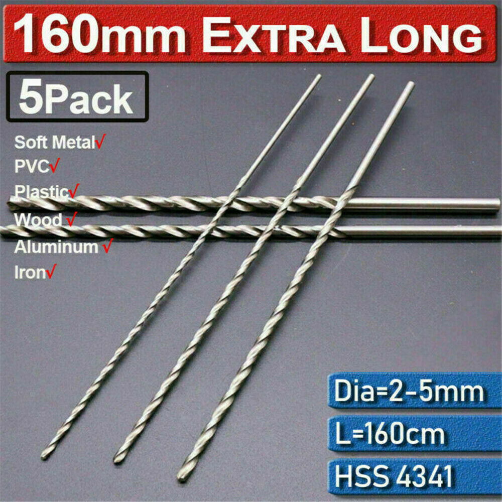 5Pcs 16CM Extra Long High Speed Steel HSS Twist Drill Bits For Wood Drilling UK