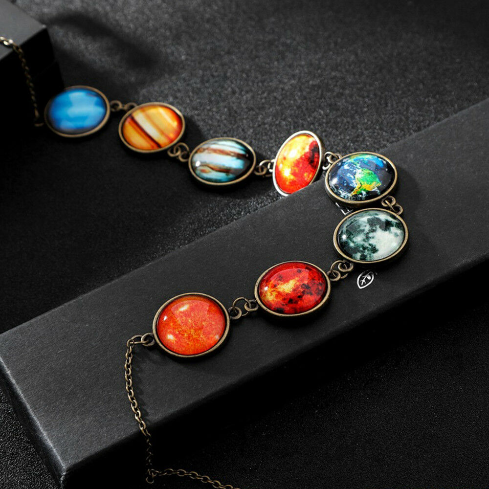 Trendy Solar System Necklace Eight Planet Universe Galaxy Necklace Jewelry Gift