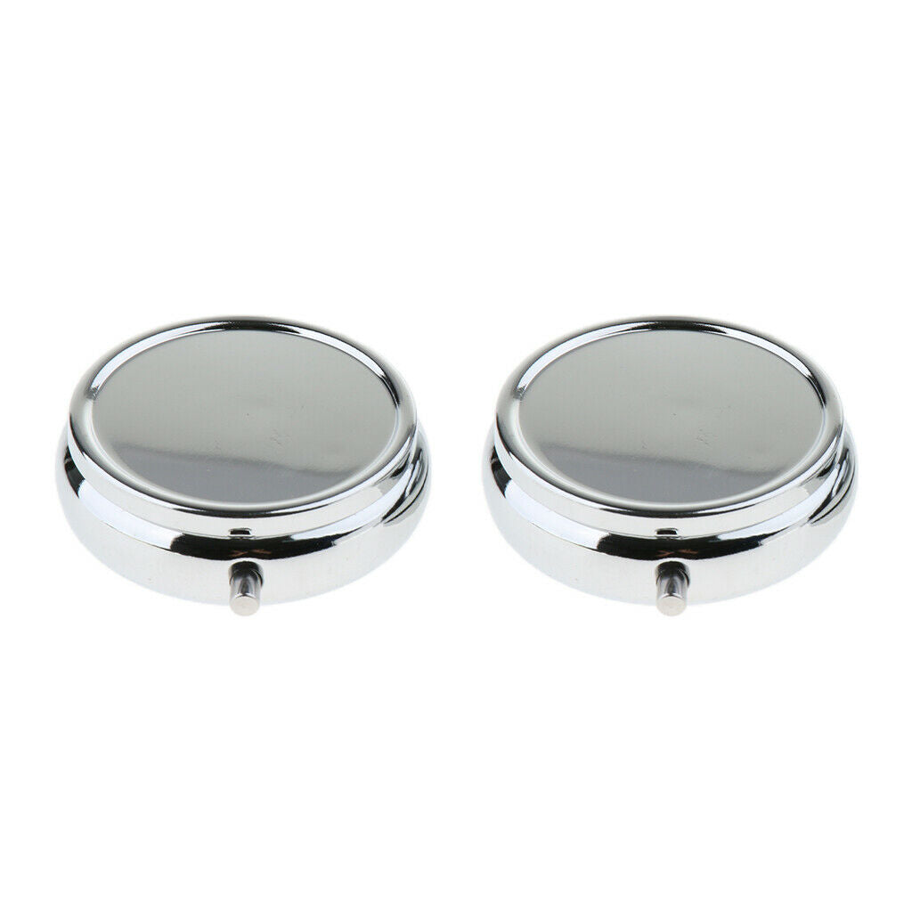 2 Compact Metal Pill Box Holder Travel Medicine Case Container for 3 Slots