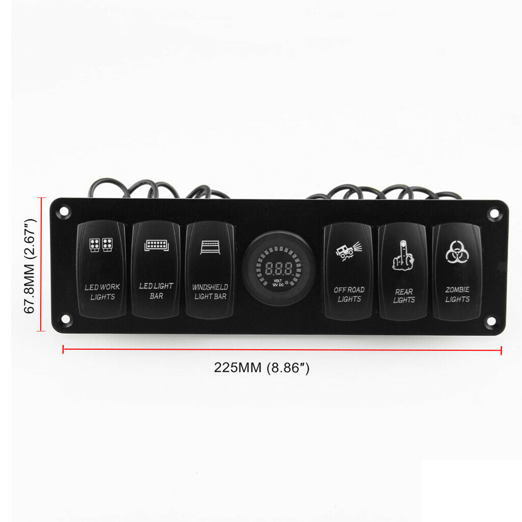 12V/24V 6 Gang Rocker Switch Panel Waterproof Control Switch