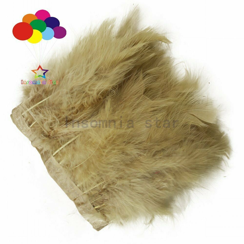 2 Meters khaki Turkey Feathers Fringe Feather Trim For Dresses Clothing Sewing