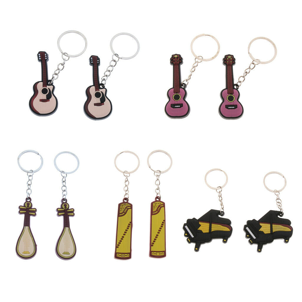 2x Keychains Keyring Pendant Key Holder for Musical Instrument  Pipa