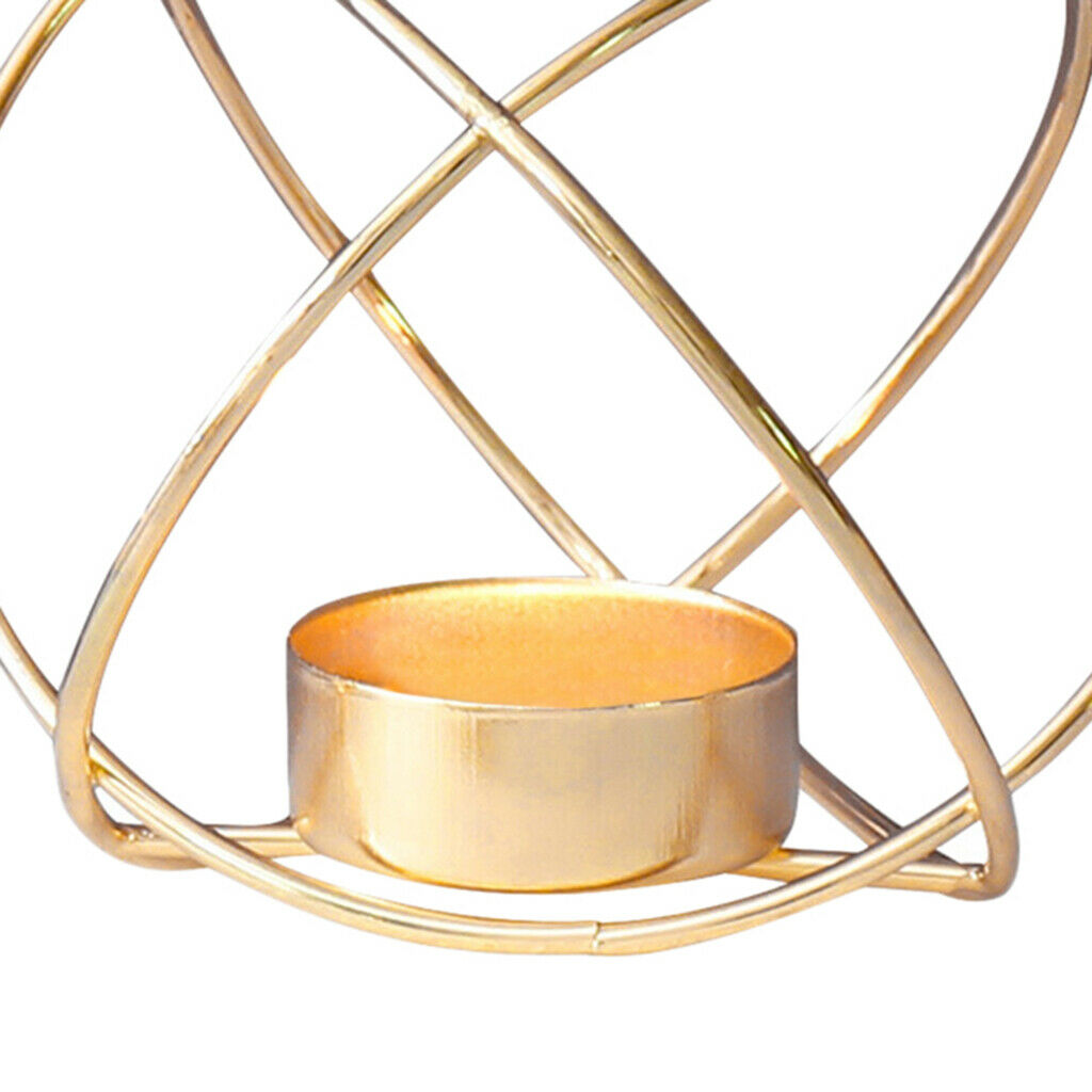 Nordic Style Golden Metal Wire Geometric Candle Holder for Home Decoration