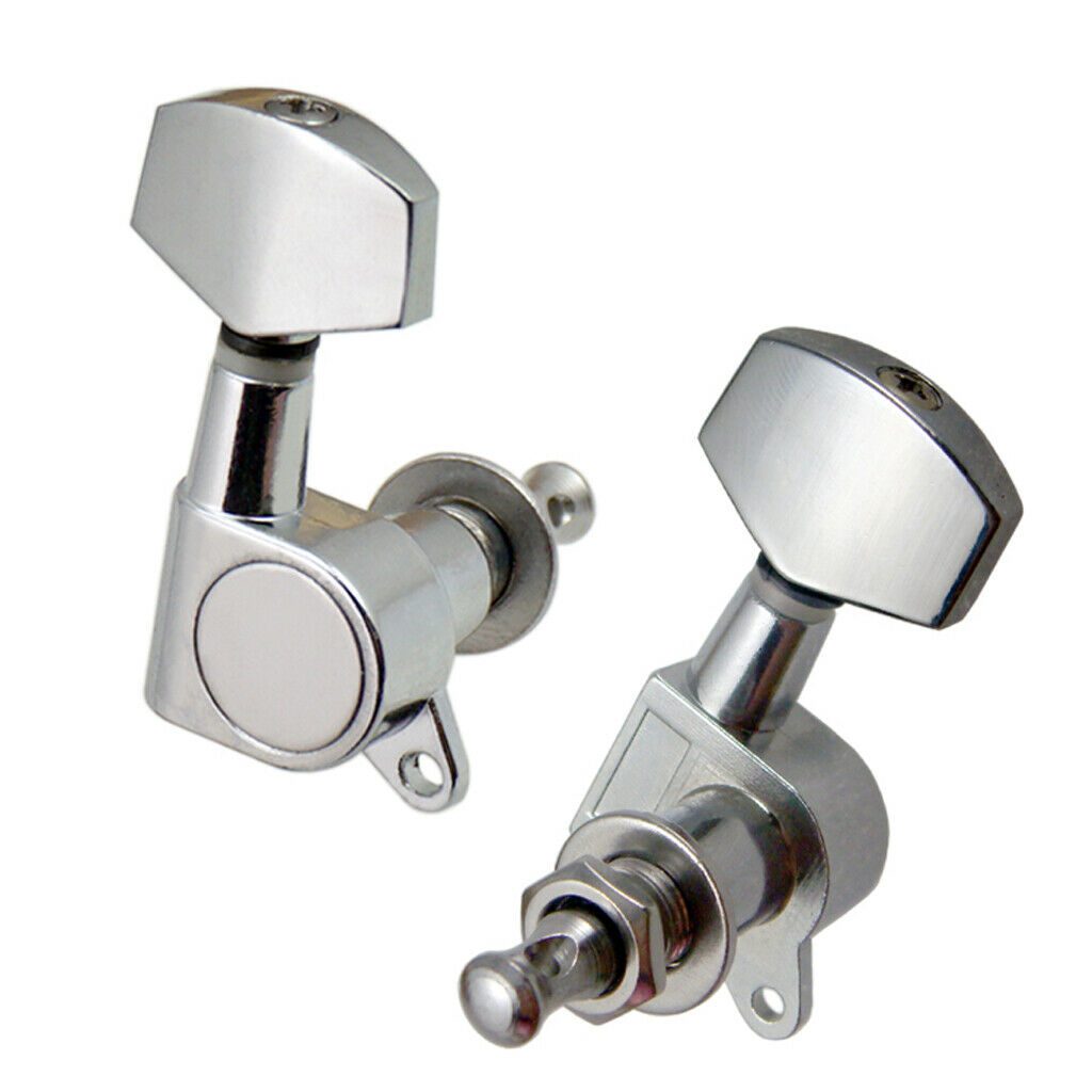 6 Pcs Chrome Sealed Guitar String Tuning Pegs Keys - 3 Left 3 Right - Guitar